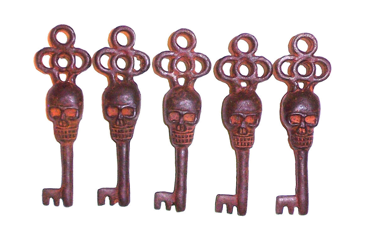 Victorian Skull Key Vintage Antique Style cast Iron Skeleton Key lot of 5