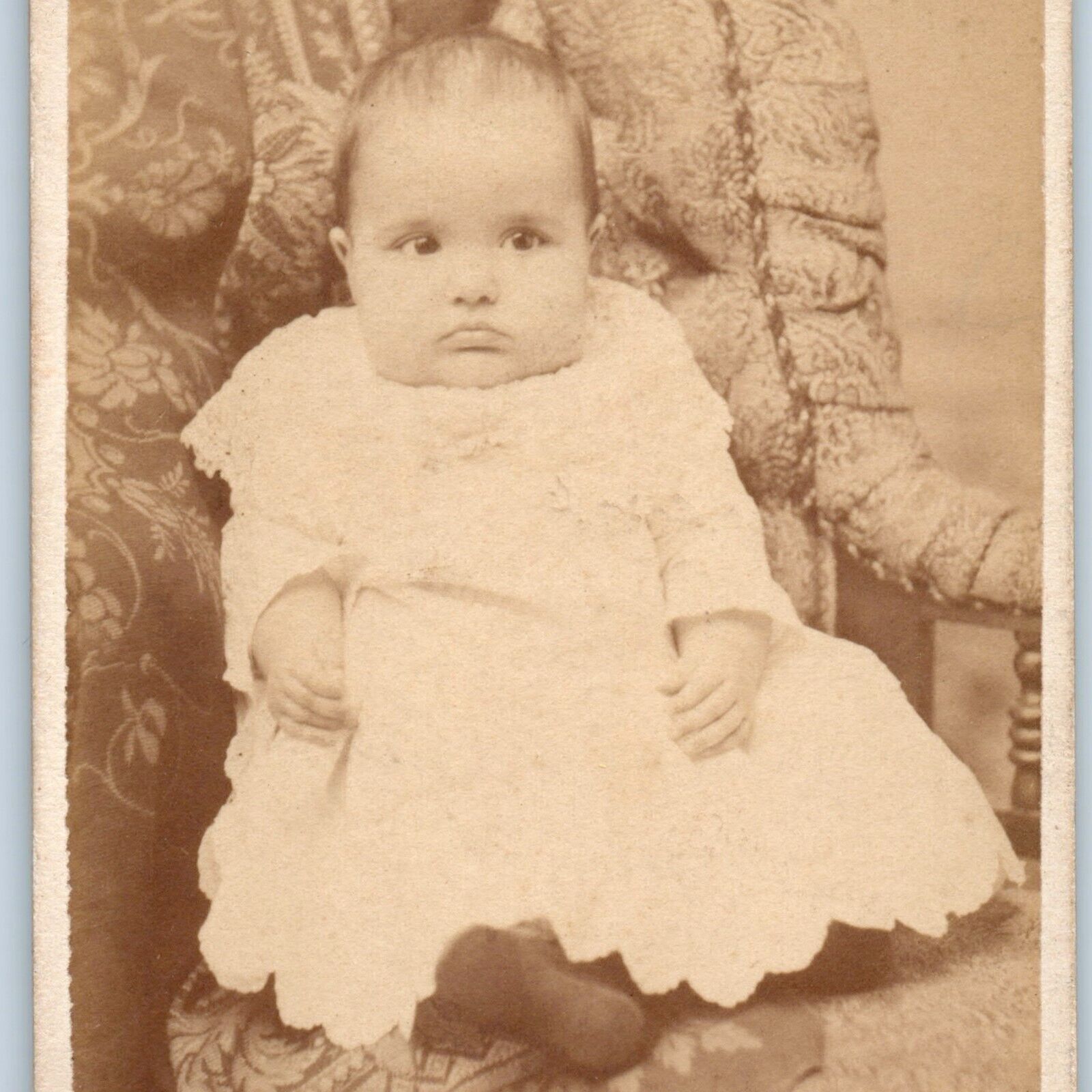 c1870s Newark, NJ Cute Fat Baby Thin Hair Ethnic CdV Photo Card Rennie Smith H19