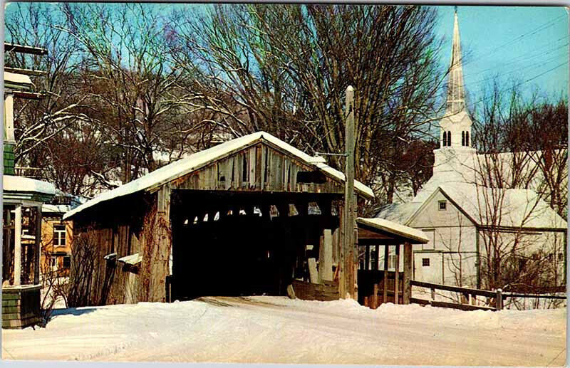 Postcard BRIDGE SCENE Waitsfield Vermont VT AK0060