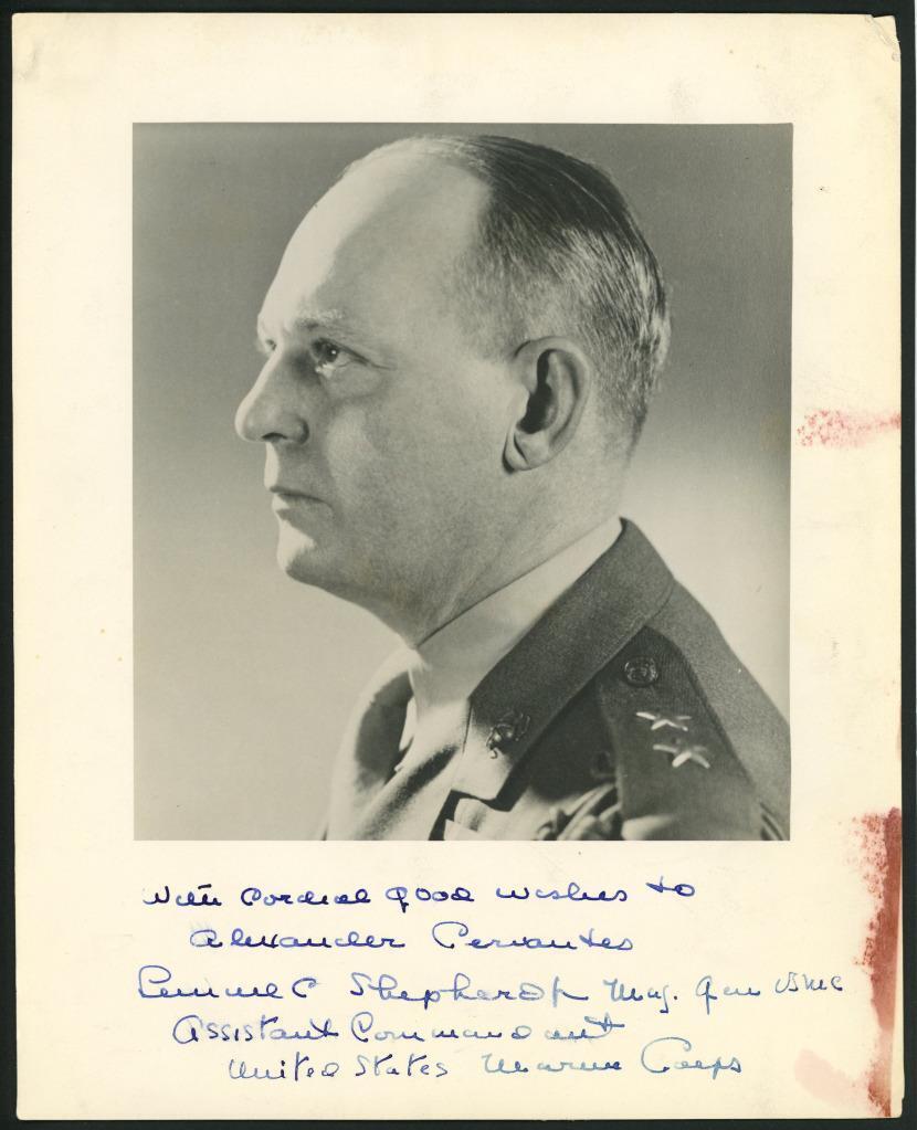 General LEMUEL C. SHEPHERD signed 8x10 photo | Marine WWII - autograph rare