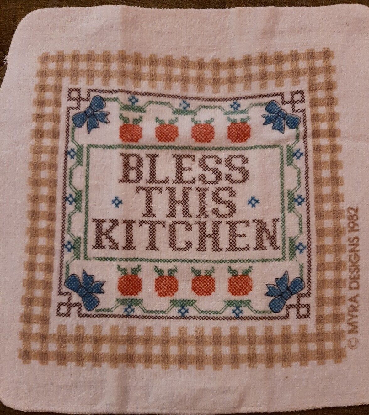 Vintage 80s Myra Designs Bless This Kitchen Hand Towel By Gourmet Gallery