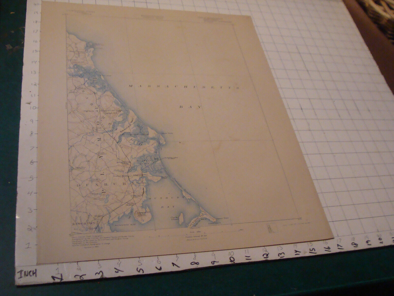 original Mass. Map: 1898 MASSACHUSETTS DUXBURY SHEET, aprox 20 X 16
