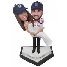 Sports Bridegroom Holds The Bride Custom Bobblehead With Engraved Text picture