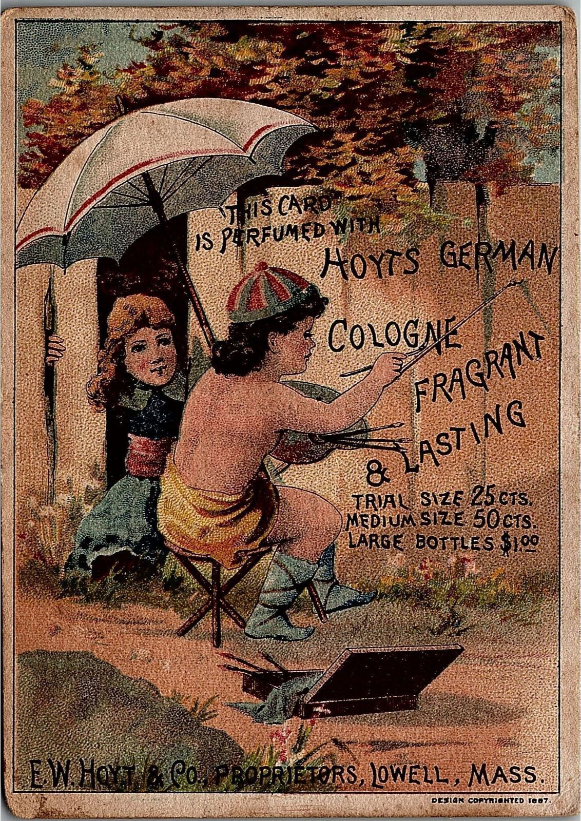 1887 E.W. HOYTS GERMAN COLOGNE LOWELL MA CHILDREN RUBIFOAM TEETH POWDER  25-200