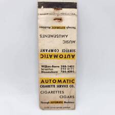 Vintage Matchcover Automatic Cigarette Service Company Wilkes-Barre Scranton Blo picture