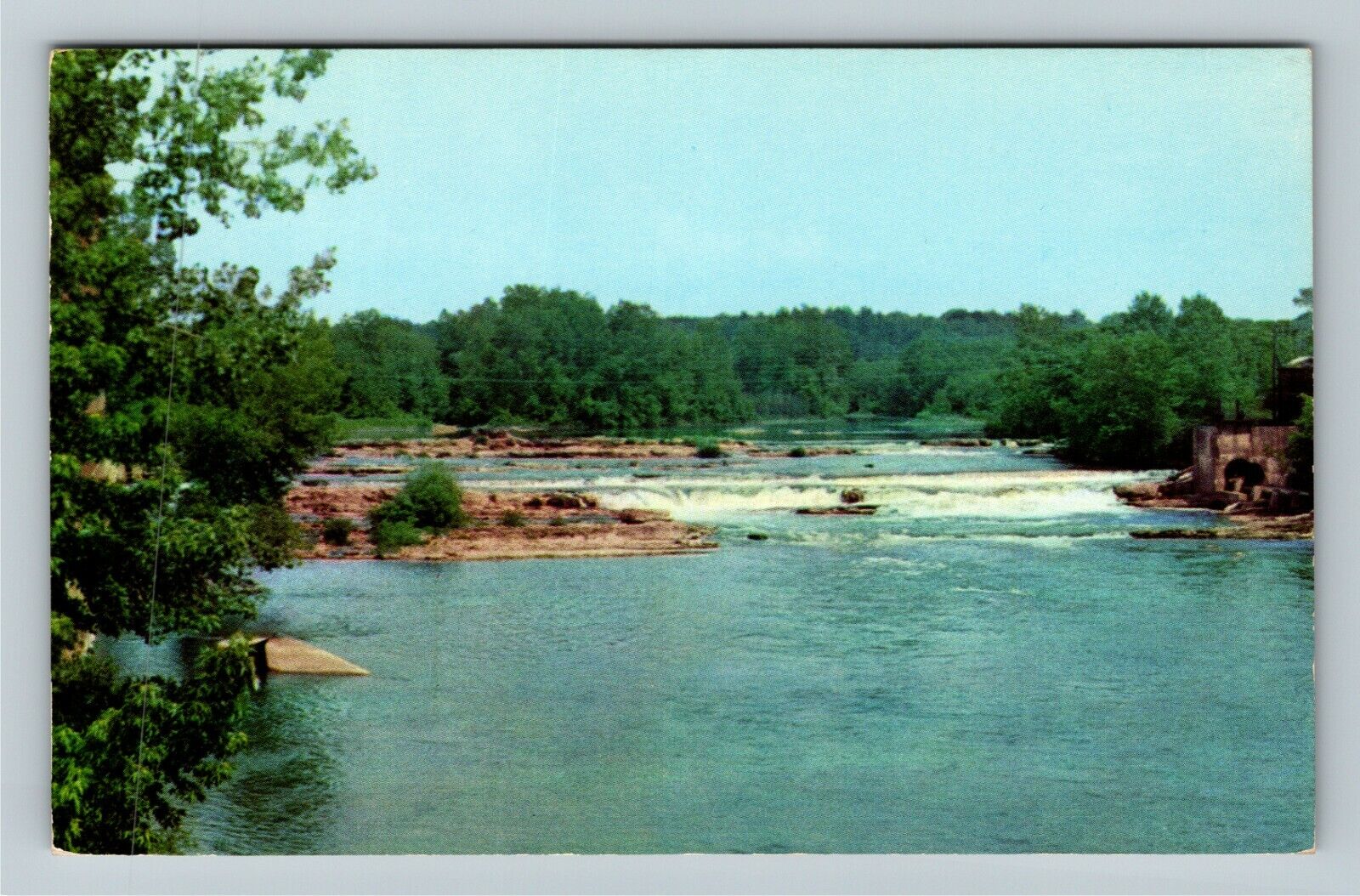 Burlington VT- Vermont, Winooski River Dam, River Trees Scenery, Chrome Postcard