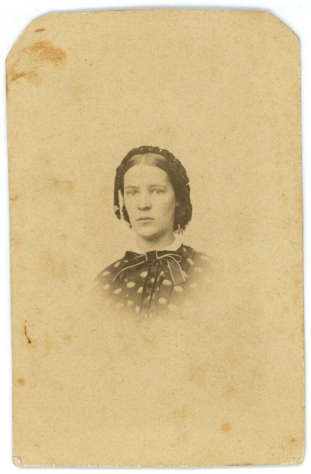 CIRCA 1880'S Named CDV  Beautiful Young Woman Braids E Woodward West Chester PA
