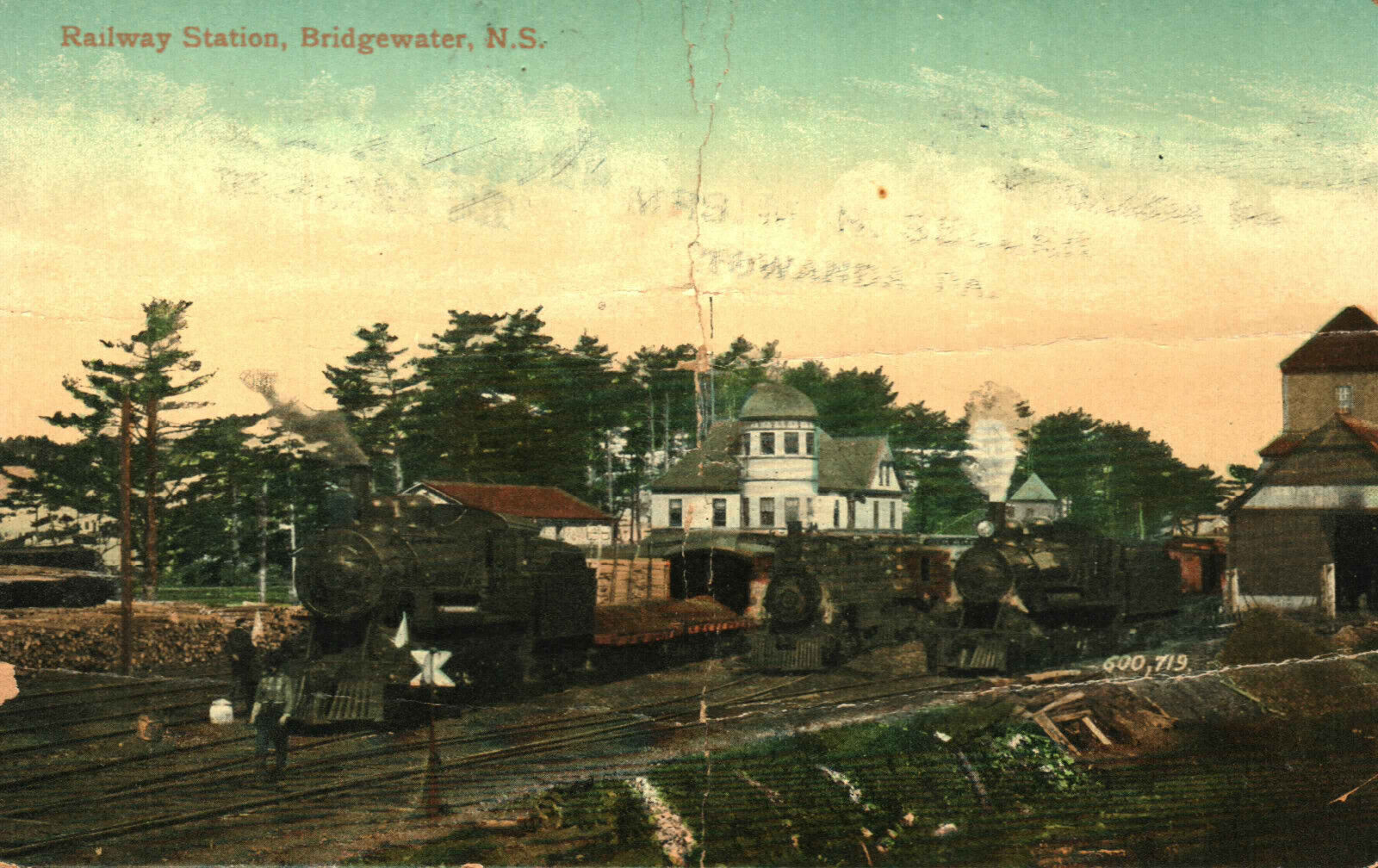 Postcard Railway Station Bridgewater NS Nova Scotia