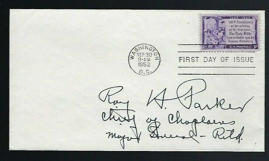 Roy H. Parker signed cover US Army Officer Chief of Chaplains