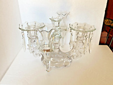 Vtg Cambridge Caprice Elegant Glass Candelabra Clear Vases, Bobeches with Prisms picture