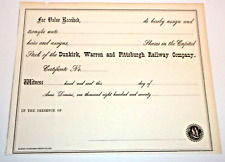1871 DUNKIRK WARREN AND PITTSBURGH RAILWAY NYC CAPITAL STOCK TRANSFER FORM picture