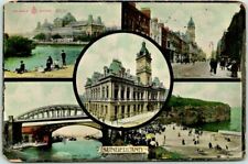 SUNDERLAND Tyne and Wear, England UK Postcard Multi-View 5 Scenes 1909 Cancel picture