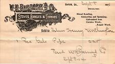 Antique Billhead Invoice Receipt W H. Barnard Stoves Ranes Tinware Norfolk VA  picture