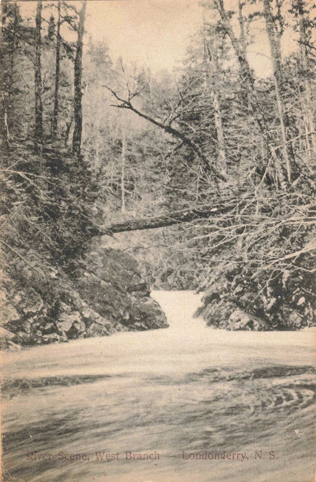 River Scene West Branch Londonderry Nova Scotia Canada 1910 Postcard