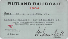 RUTLAND JOY STEAMSHIP AGT  1904 LOW # 750 RAILROAD RAILWAY RR RWY RY  PASS picture