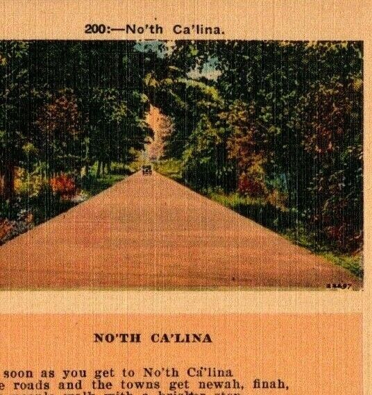 Vintage Postcard No'th Ca'lina poem Bertoon Braley unposted linen
