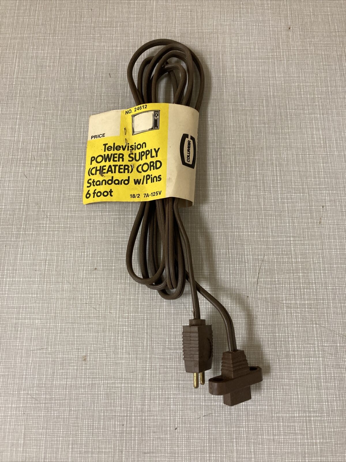 Columbia 2-Prong Cheater Cord Power Cord for TV Radio Repair NEW 