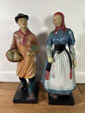 vintage coventry ware pair of statues peasant woman russian man 14 inch picture