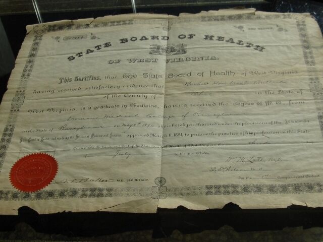 1894 Document - Graduate Medicine, M.D. - BULLARD Family West Virginia 