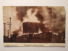 Vintage 1908 Richford VT Postcard Grain Elevators on Fire Train Railroad Depot picture