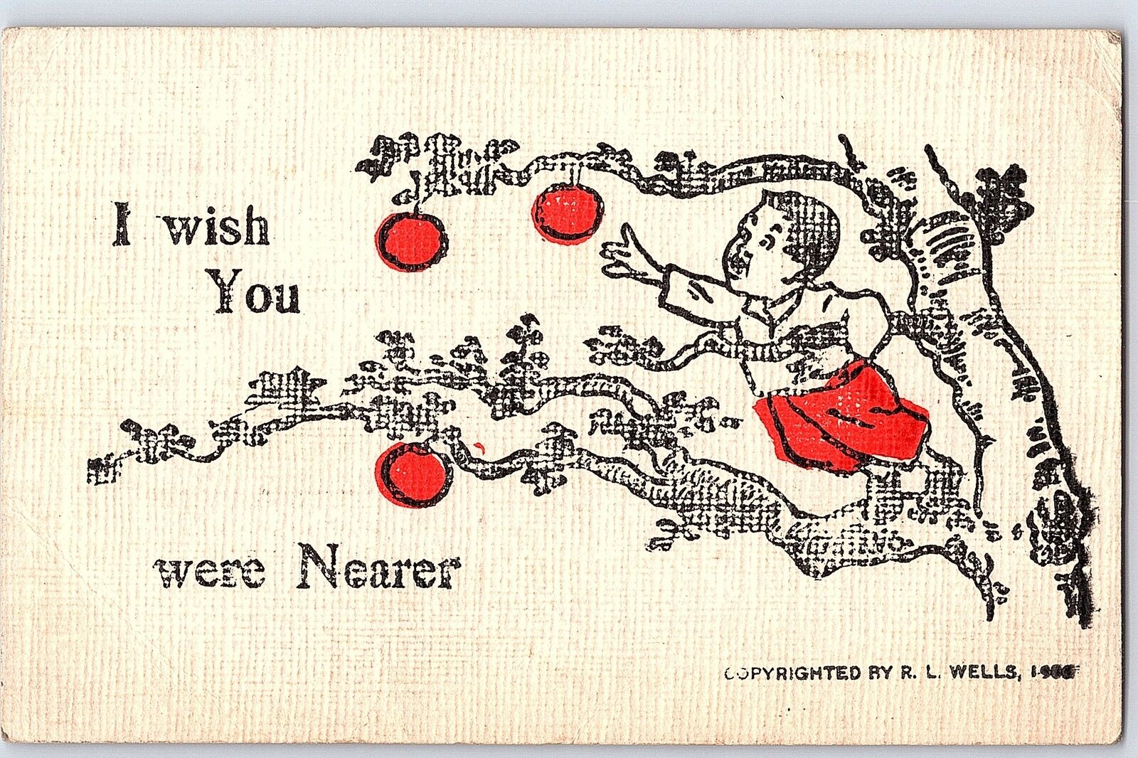 C1900 Postcard I Wish You Were Nearer R L Wells Apple Tree Posted Edmore MI 1907