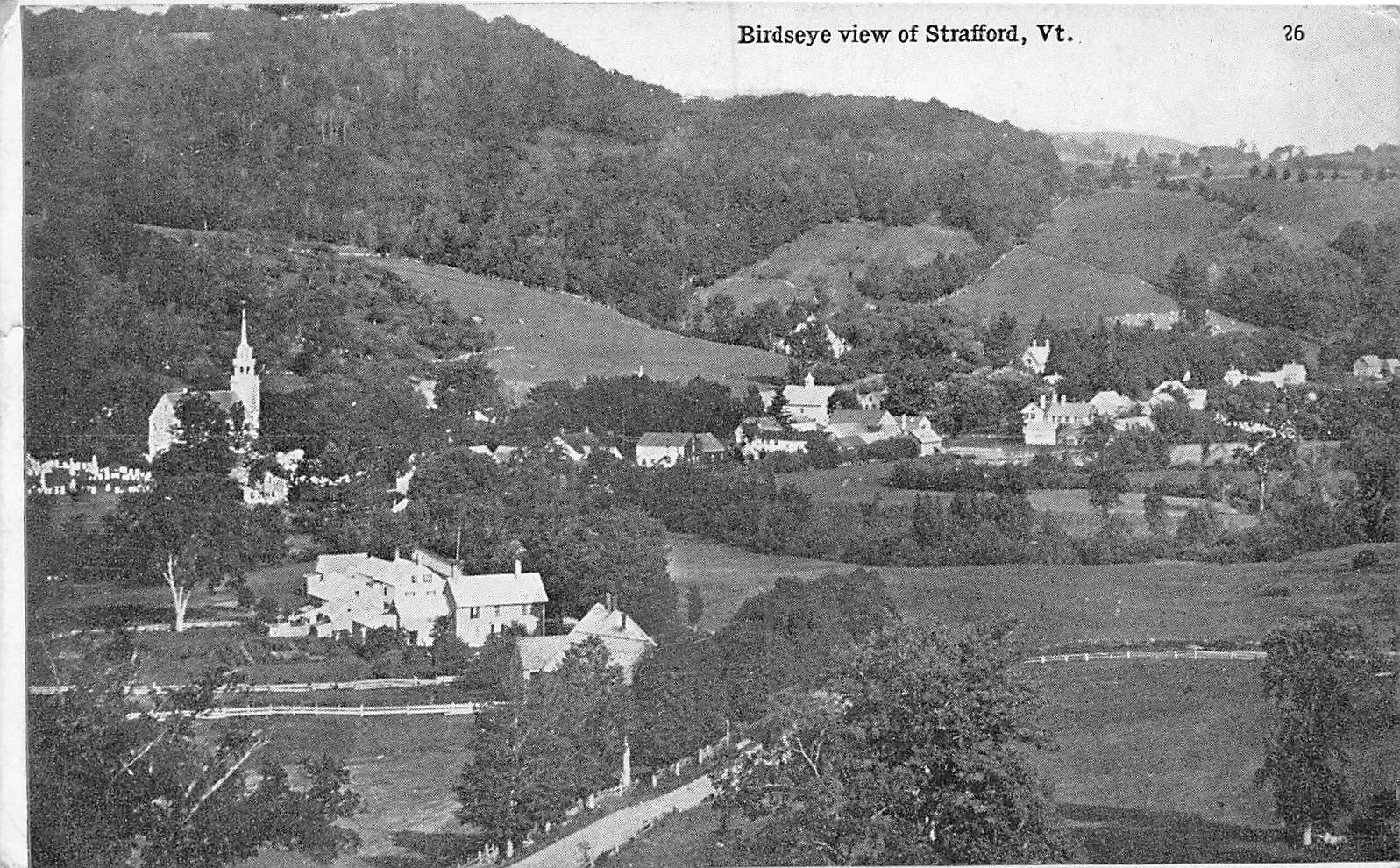 Strafford Vermont Bird\'s Eye TOWN View 1908 Postcard