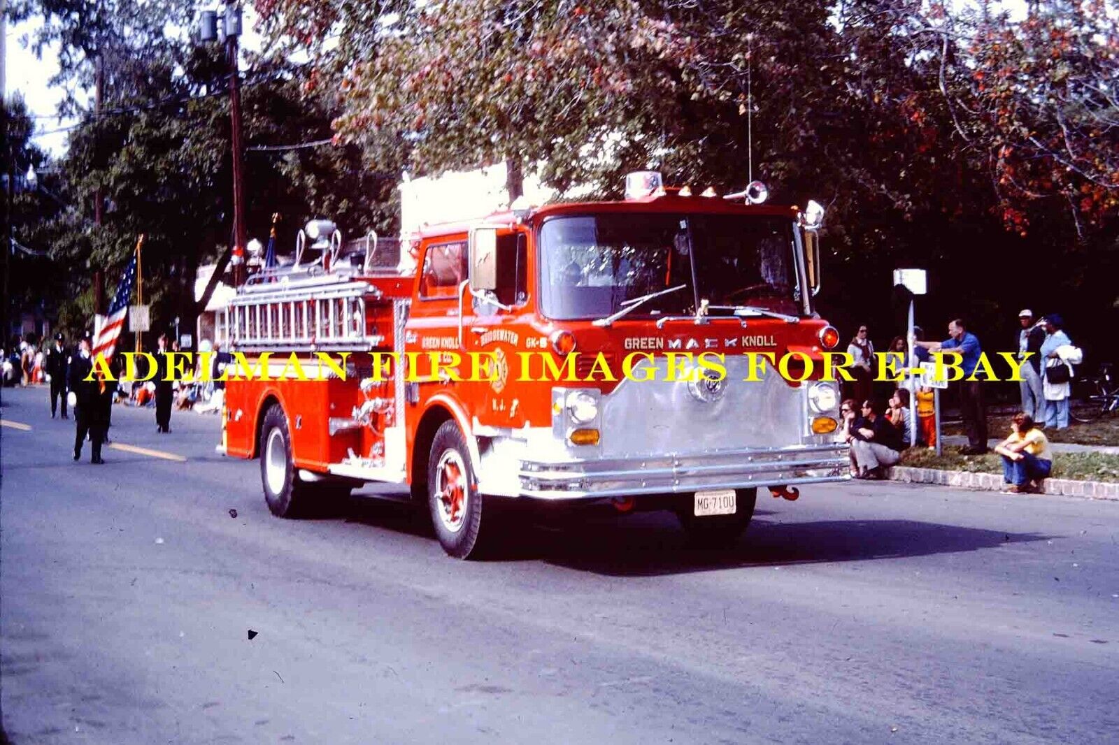 NJ440 Fire Apparatus Slide Green Knoll FC Bridgewater New Jersey Mack CF in 1975