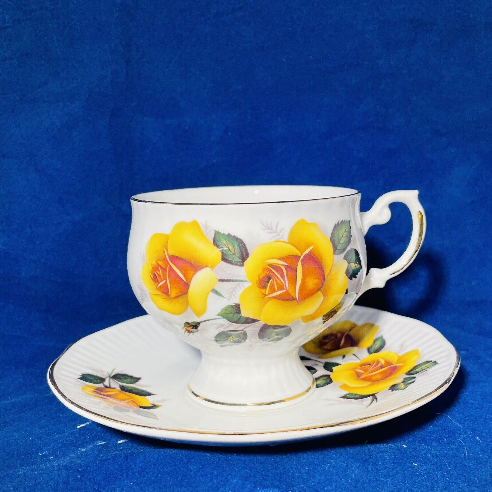 Vintage Royal Dover Yellow Rose Tea Cup And Saucer Bone China England