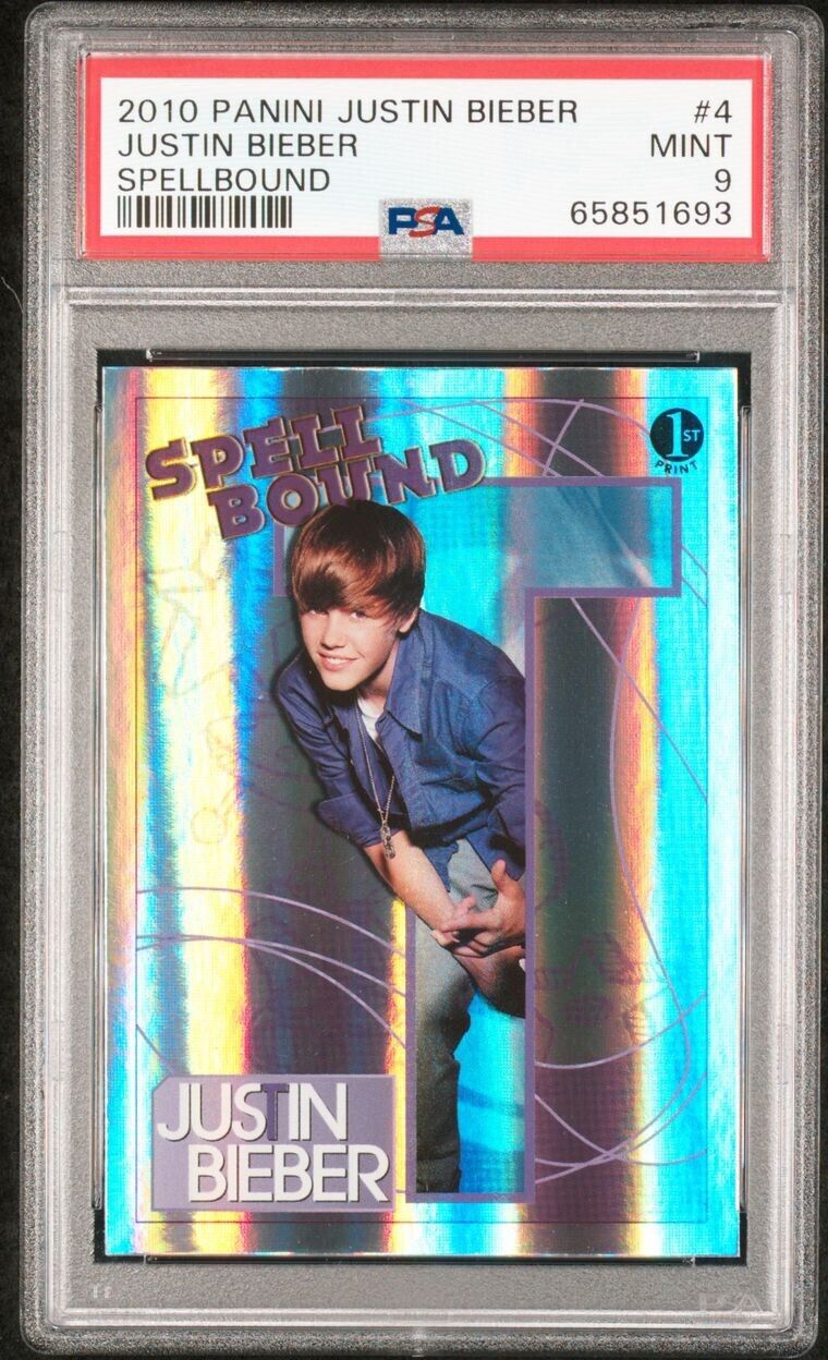 2010 Panini Justin Bieber #4 Spellbound 1st Print Rookie RC PSA 9 Mint