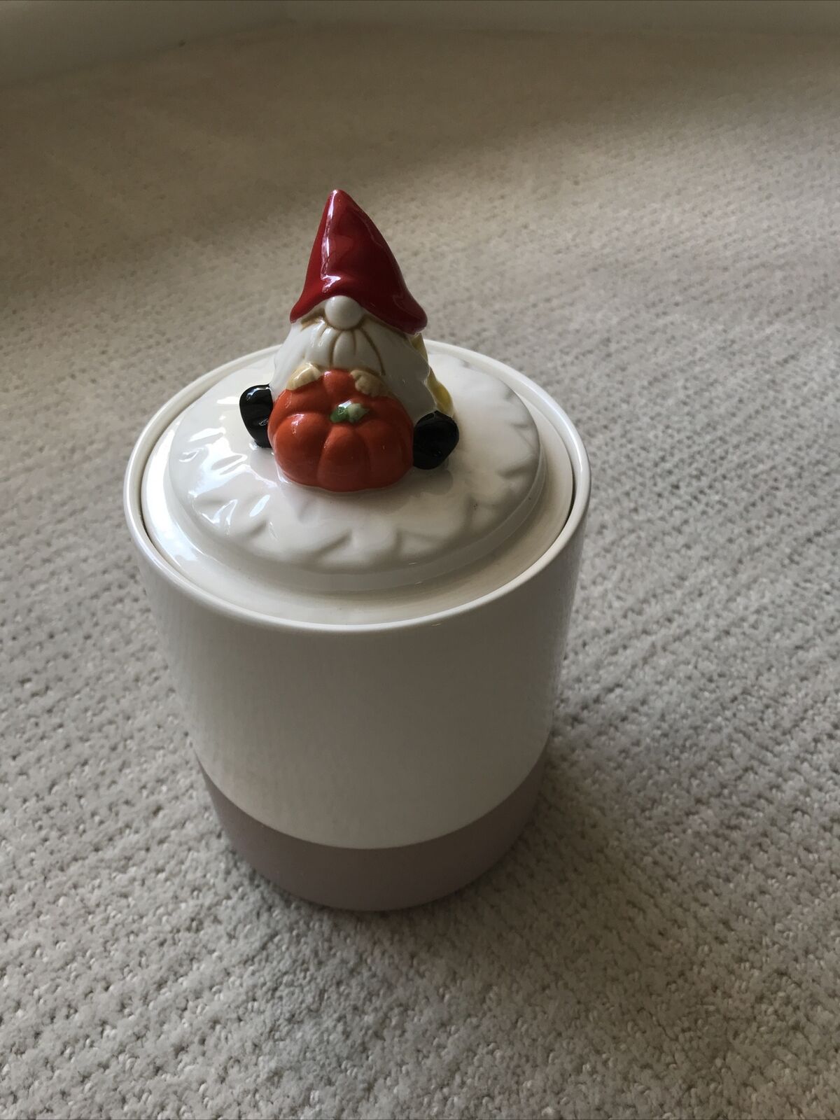 Arlington Design Gnome Stoneware Canister Cookie Jar Cream Color