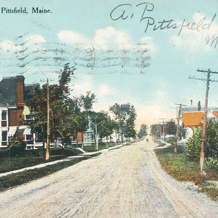 Pittsfield Maine Hartland Avenue Postcard c1911 Street Vintage Houses Art A2030