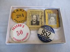 VINTAGE EMPLOYEE BADGES TAXI PACIFIC ELECTRICAL FAIRFIELD TIN MILL++ (1940s-50s) picture
