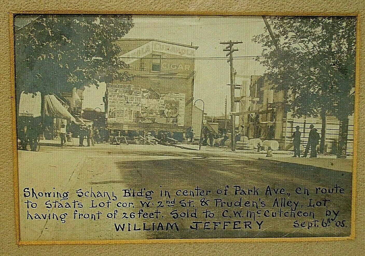 1905 PLAINFIELD NJ Antique Framed Photograph  Park Ave Photo Moving Building Ads