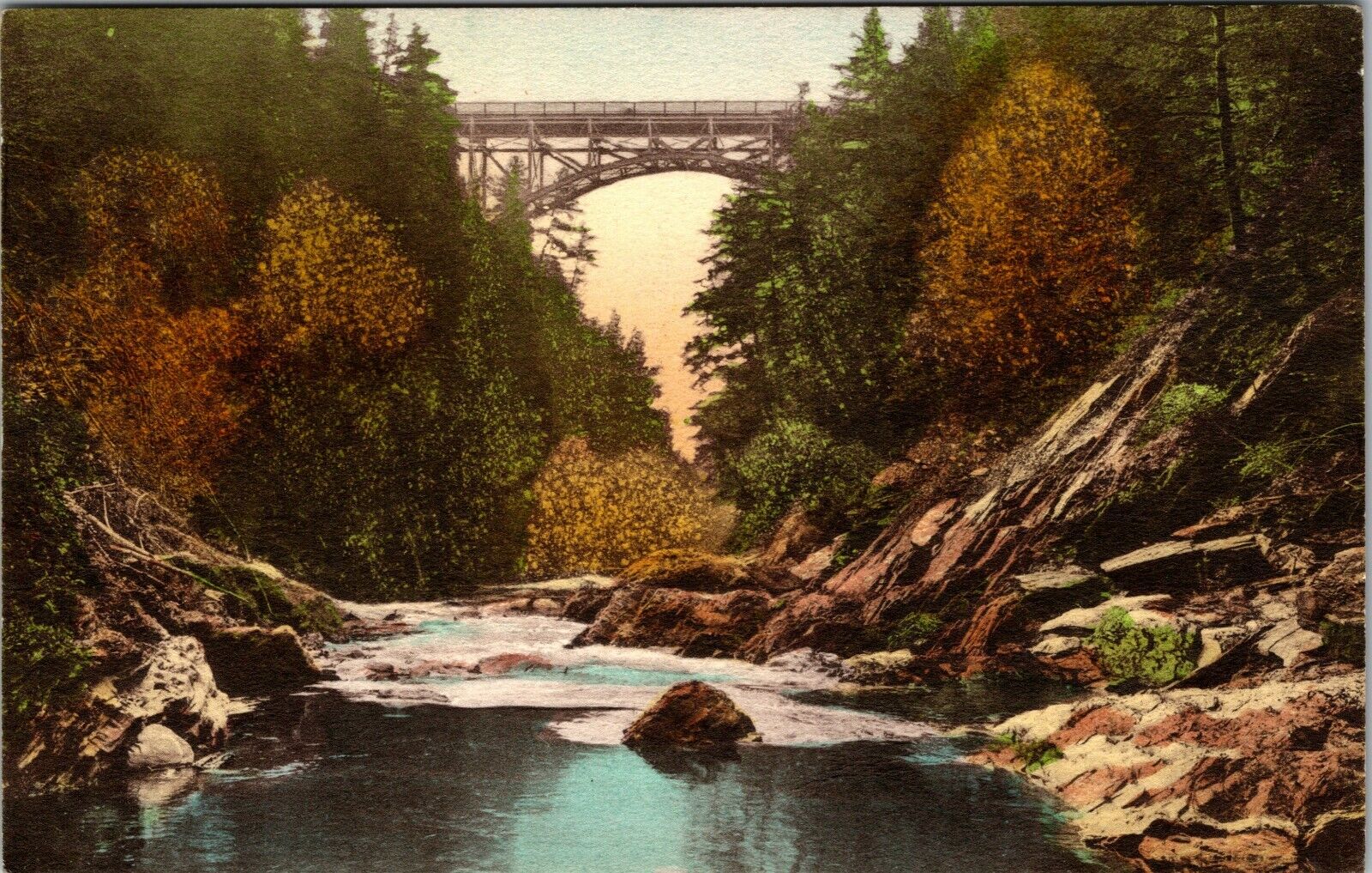 Woodstock Vermont Quechee Gulf Bridge Coolidge Highway  Vintage Postcard 