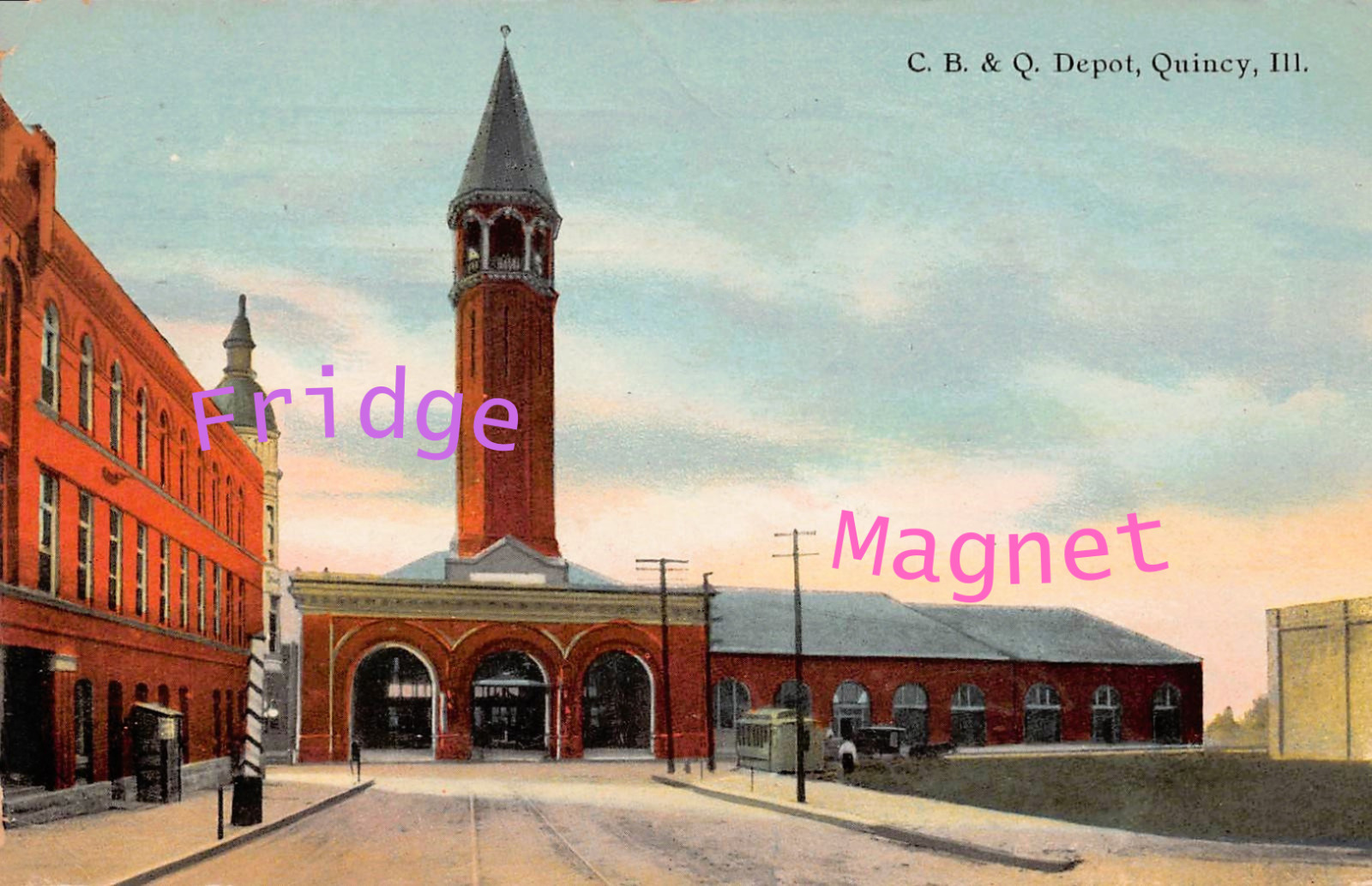Chicago Burlington Quincy IL Illinois Train Railroad Depot Station Fridge Magnet