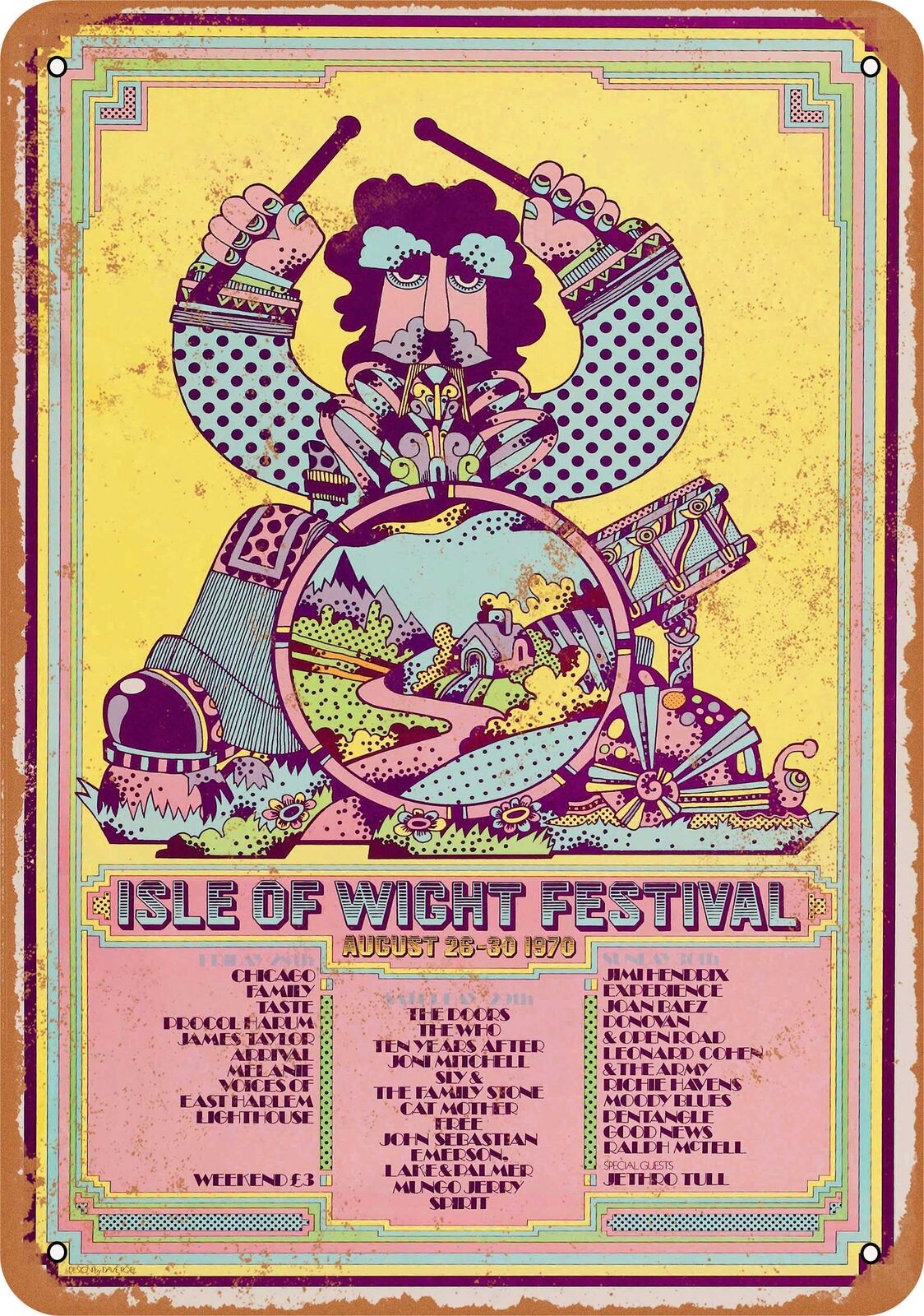 Metal Sign - 1970 Isle of Wight Festival - Vintage Look Reproduction
