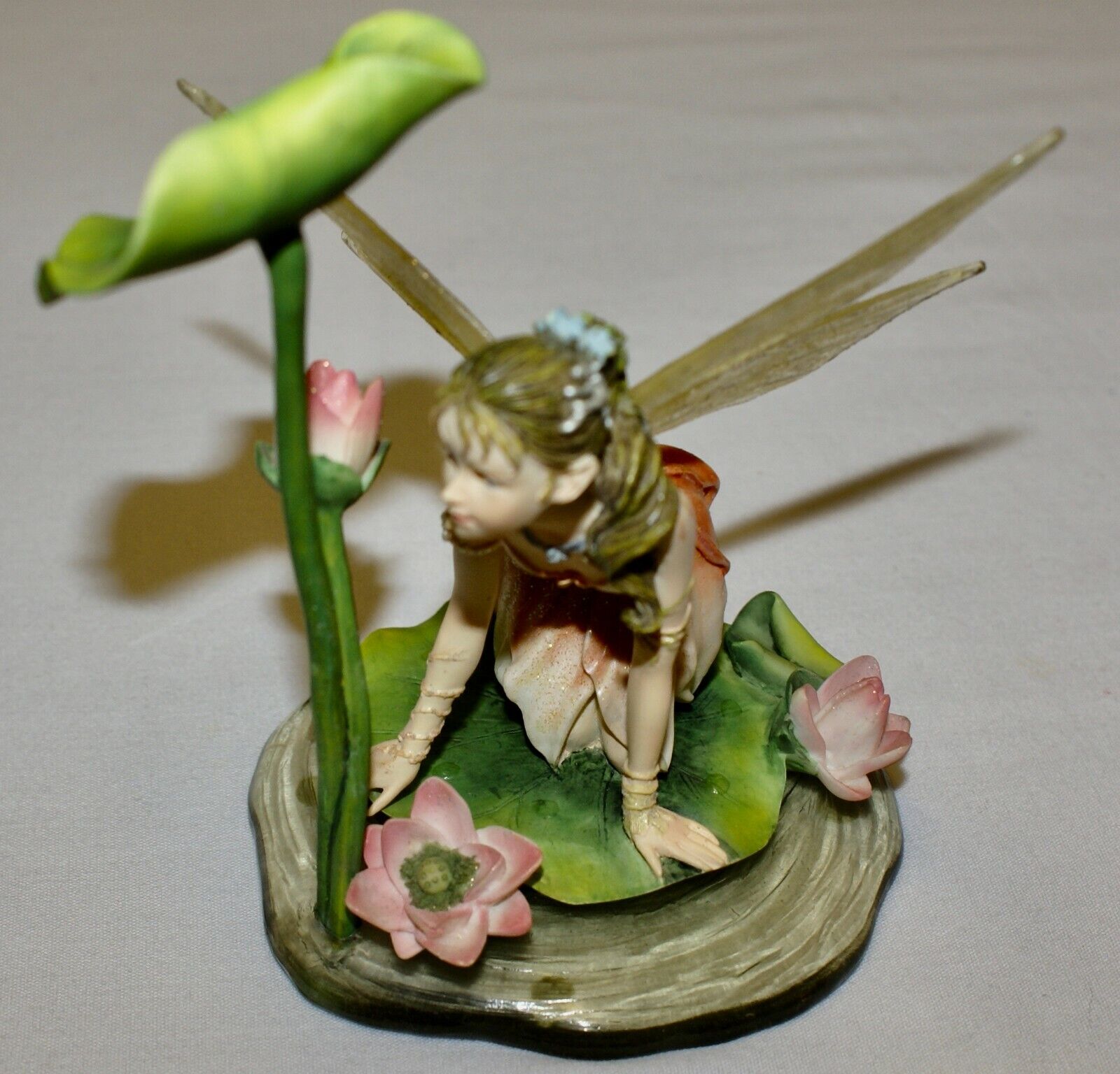 Fairy on Lily Pad Figurine Acrylic Base 5.5