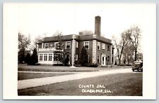 Cambridge Illinois~Henry County Jail~Sun Room~Smokestack~1930s Car~RPPC picture