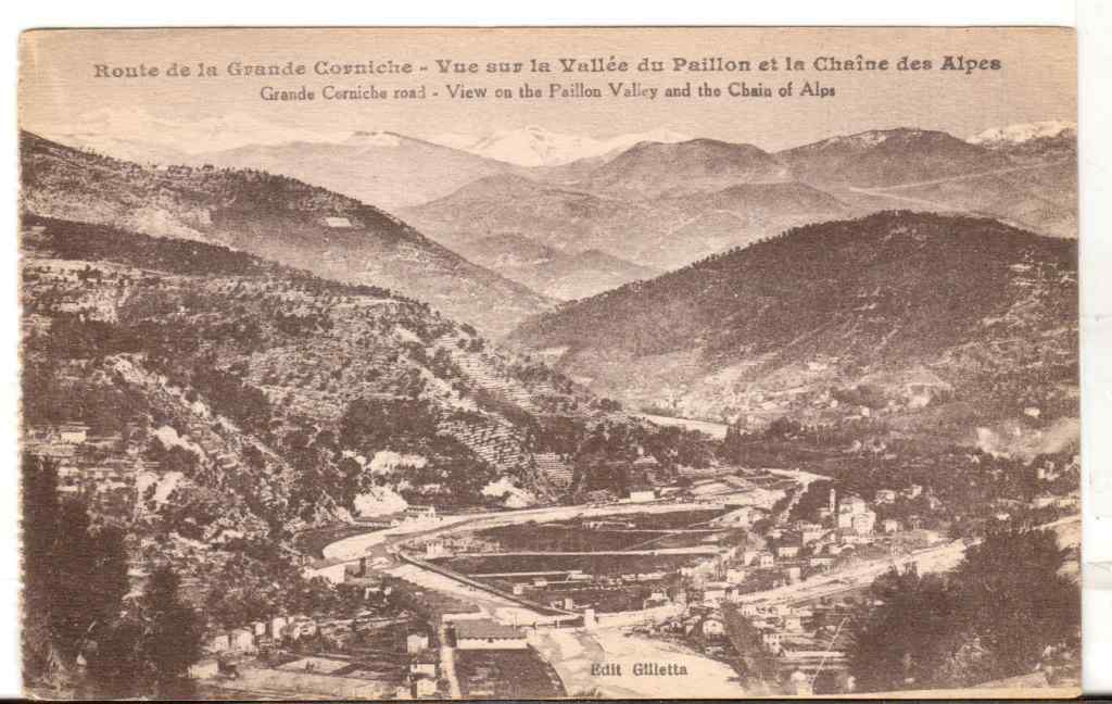 Undated Unused Postcard Grand Corniche Road Paillon Valley and The Chain of Alps