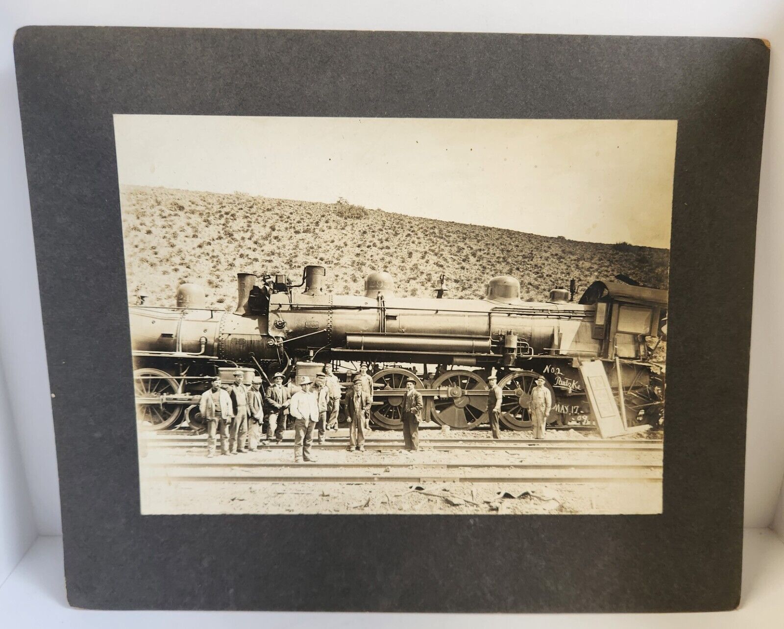 Bristol WA Steam Locomotive Train Wreck Otto Pautzke Matted Photo May 17 1909