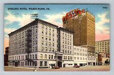 Wilkes-Barre PA-Pennsylvania, The Sterling Hotel, Advertising Linen Postcard picture