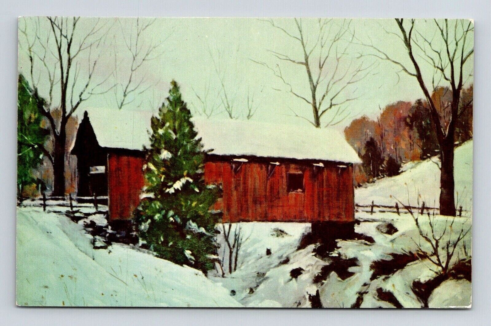 Waitsfield Vermont Mary Bigelow Oil Painting Scenic Covered Bridge DB Postcard