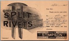1925 BROOKLYN, New York Advertising Postcard EDWIN B. STIMPSON CO. Split Rivets picture