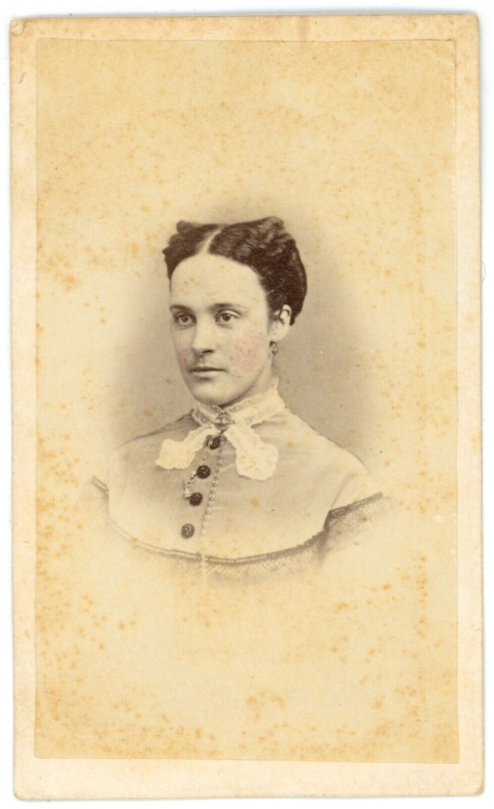 CIRCA 1880\'S Hand Tinted CDV Beautiful Woman Dress B. Dickinson West Chester PA