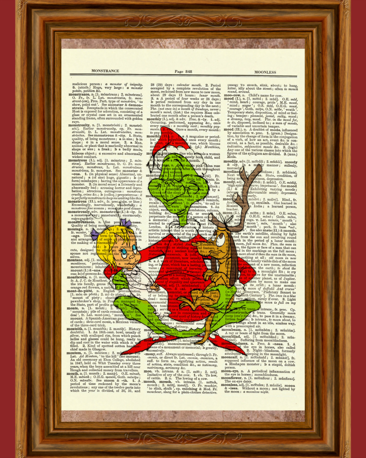 How The Grinch Stole Christmas Dictionary Art Print Poster 