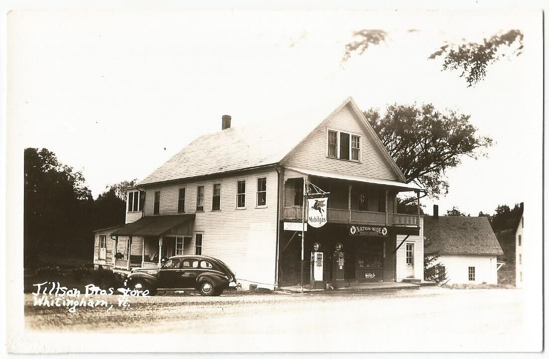 Whitingham Vermont VT ~ Jillson Bros. Store & Mobilgas RPPC Real Photo 1940's