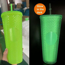 Green Starbucks Glow in the dark Cold Drink Cup Diamond Studded Tumbler Mug 24oz picture