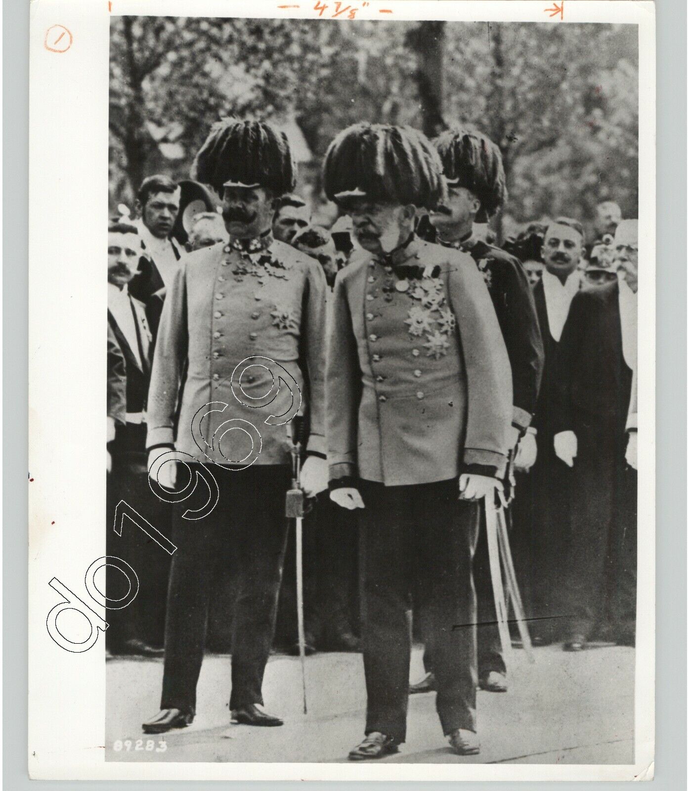Austrian Archduke FRANZ FERDINAND w Emperor FRANZ JOSEF WWI 1914 Press Photo