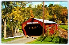 Taftsville Covered Bridge spans Ottauquechee River in Vermont Postcard N-1  picture