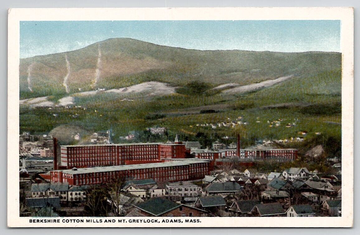 Adams MA  Berkshire Cotton Mills And Mt Greylock Postcard A41